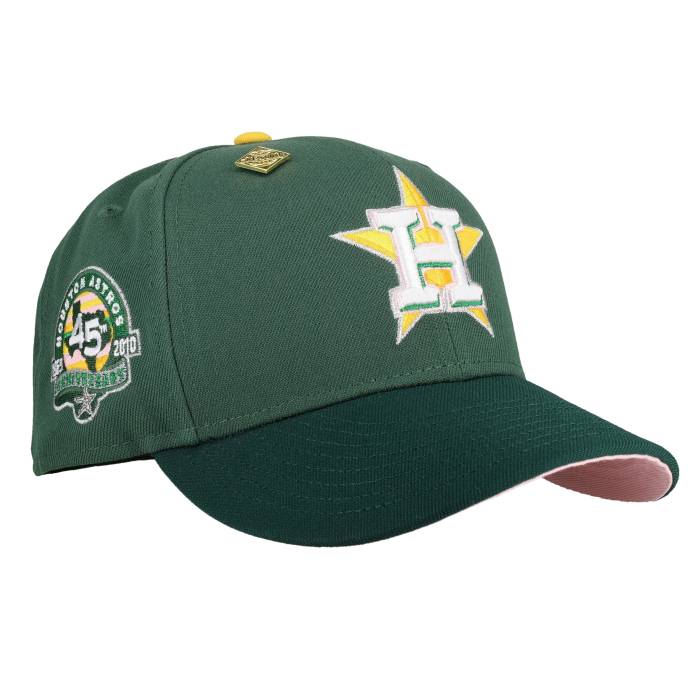 Newera 【 Houston Astros 45Th Anniversary Dark Green Yellow Star Metallic 59Fifty Fitted Hat Unisex Green / Green / Pink Undervisor 】 ヒューストン アストロズ green 緑・緑であること yellow 黄味がかった・黄色 ユニ一発やる green 緑
