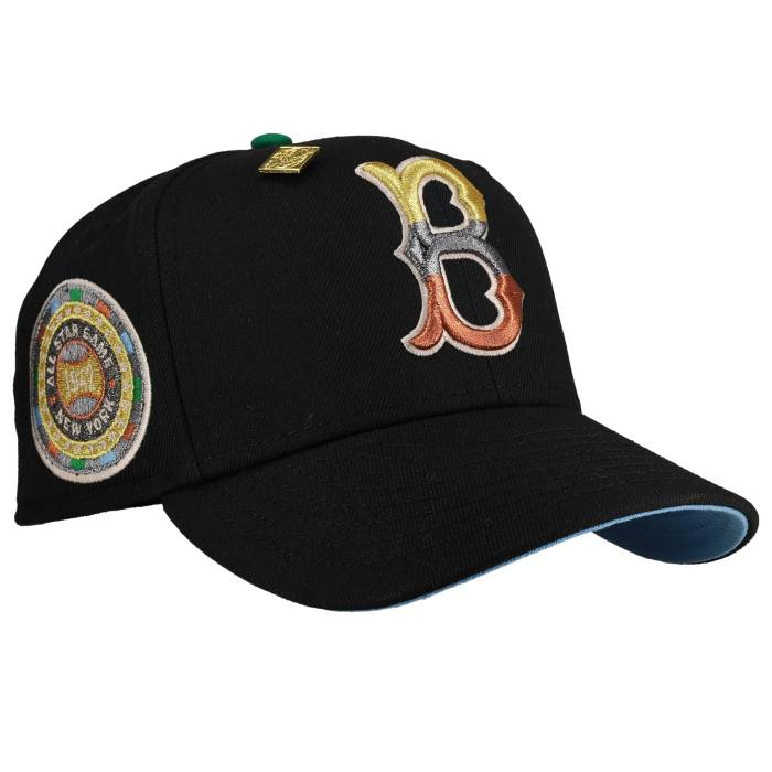 Newera 【 Brooklyn Dodgers 1942 Asg Tri Color Metallic 59Fifty Fitted Hat Unisex Black / Blue Undervisor 】 ブルックリン ドジャース ユニセックス 黒色 ブラック 青色 ブルー|スニケス