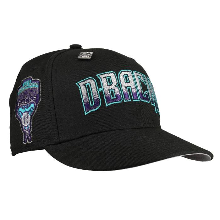 【★百貨店SALE★6/11十二時2時迄】Newera 【 Arizona Diamondbacks 1998 Inaugural Metallic Script 59Fifty Fitted Hat Unisex Black/Grey Undervisor/Black Sweatband 】 アリゾナ 金剛石バックス 脚本 ユニ一発やる 黒いこと 黒いこと 薄墨色 薄墨色
