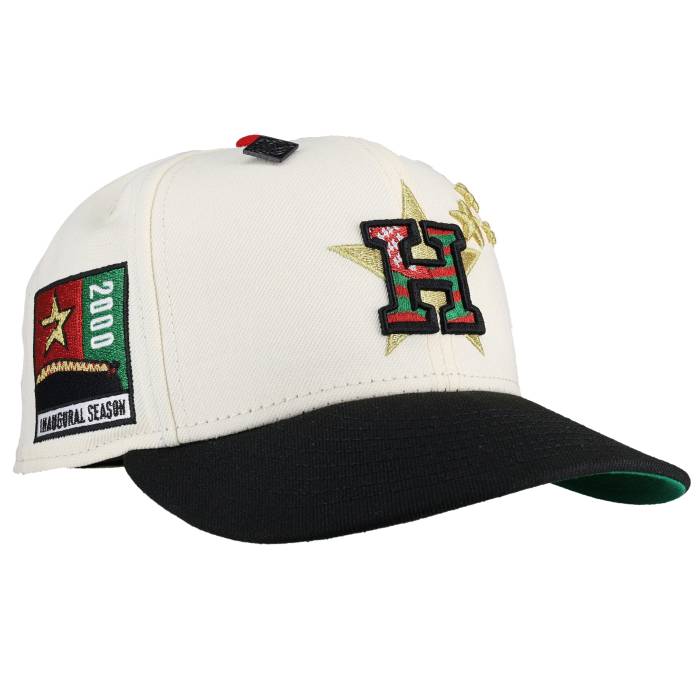 Newera 【 Houston Astros 2000 Inaugural Season Chrome Star Metallic 59Fifty Fitted Hat Unisex Chrome White / Black / Green Undervisor 】 ヒューストン アストロズ ユニ一発やる 白いこと 白いこと 黒いこと 黒いこと green 緑・グリー