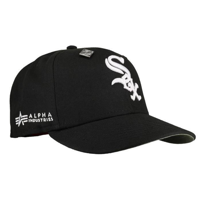 Newera 【 Chicago White Sox \"Alpha Industries\"" 59Fifty Fitted Hat Unisex Olive Undervisor/Black Sweatband 】 風の強い町 白いこと 白いこと ユニ一発やる olive オリーブ 黒いこと 黒いこと"
