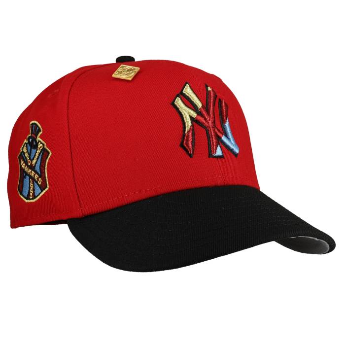 Newera 【 New York Yankees 1951 World Series Diagonal Metallic Logo 59Fifty Fitted Hat Unisex Red / Black / Grey Undervisor 】 ヤンキース つづき物 ロゴタイプ ユニ一発やる Red 赤・赤いこと 黒いこと 黒いこと 薄墨色 薄墨色