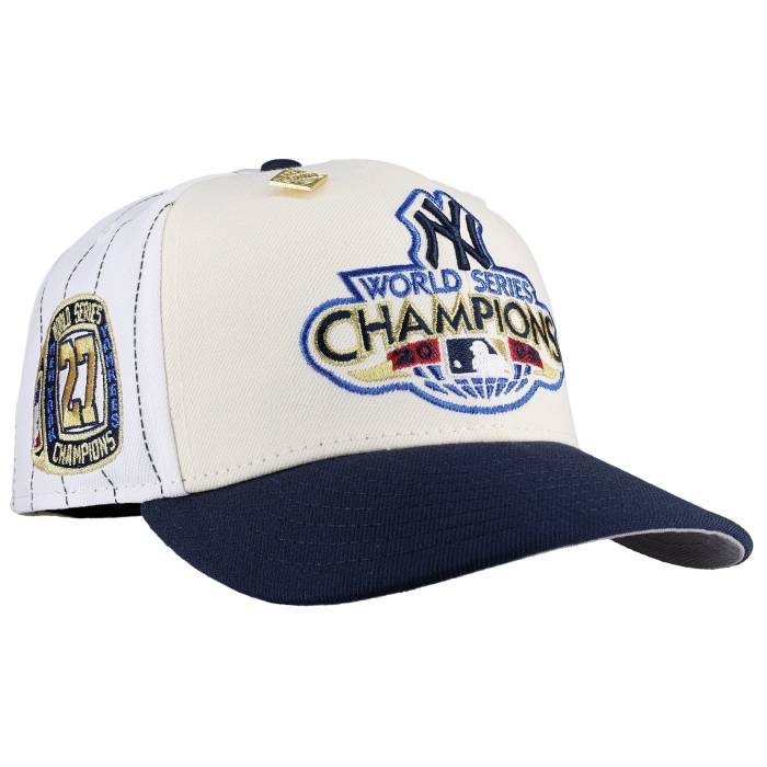 Newera 【 New York Yankees 2009 World Series Champs White Pinwheel Metallic 59Fifty Fitted Hat Unisex White / Chrome / Navy / Grey Undervisor 】 ヤンキース つづき物 白いこと 白いこと ユニ一発やる 白いこと 白いこと 紺色 米国海軍