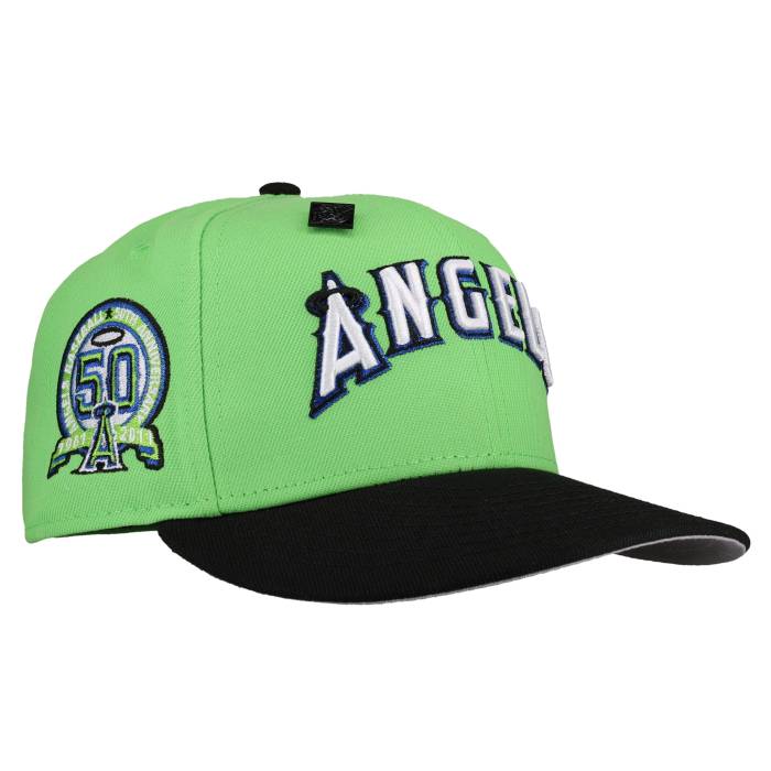 Newera 【 Anaheim Angels 50Th Anniversary Lime 59Fifty Fitted Hat Unisex Lime Green/ Black / Grey Undervisor 】 アナ住み家 angels エンジェルス 菩提樹 ユニ一発やる 菩提樹 green 緑・緑であること 黒いこと 黒いこと 薄墨色 グレ