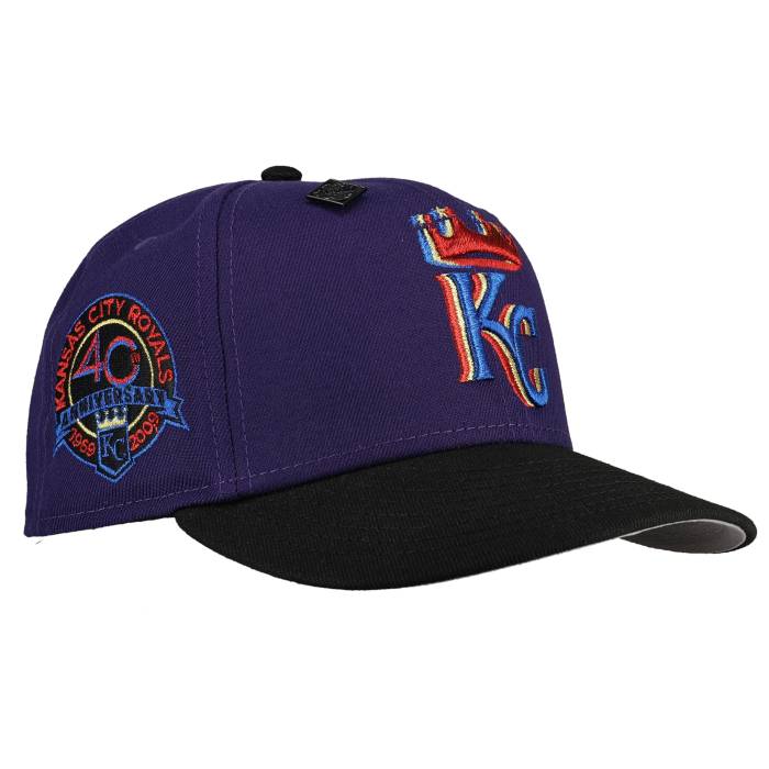 【★百貨店SALE★6/11真夜中2時迄】Newera 【 Kansas City Royals Trippy 40Th Anniversary Patch 59Fifty Fitted Hat Unisex Purple/Black Grey Undervisor/ Black Sweatband 】 ひまわりの州 シティ ロイヤルズ ユニ一発やる Purple 紫・パープル 黒いこと 黒いこと 薄墨色 グレ