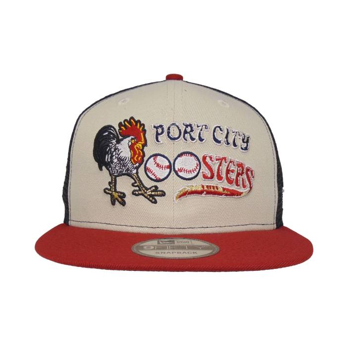 ニューエラ New Era 【 Port City Roosters 9Fifty Trucker Snapback Cap Stone Unisex 】 シティ トラッカー Snapback スナップバック バッグ キャップ 帽子 ユニセックス|スニケス