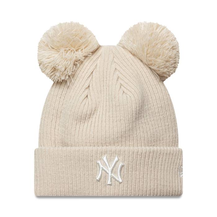 ニューエラ New Era 【 Womens New York Yankees Double Pom Beanie Stone Unisex 】 レディース ヤンキース キャップ 帽子 ユニセックス