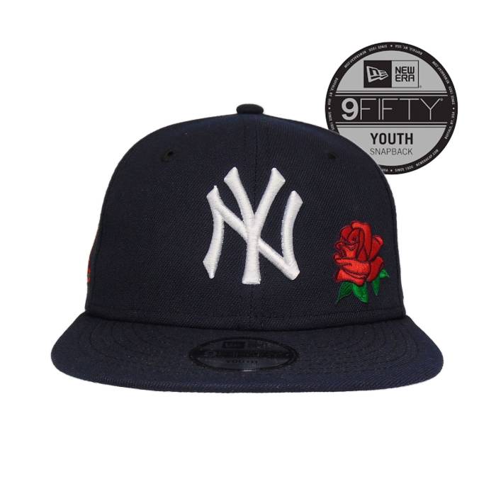 ニューエラ New Era 【 New York Yankees Custom 9Fifty Youth Snap Back Cap Navy Floral Unisex 】 ヤンキース 子供用 キャップ 帽子 紺色 ネイビー ユニセックス|スニケス