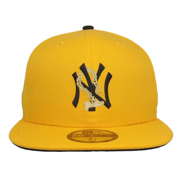 ニューエラ New Era 【 New York Yankees Chain 59Fifty Cap Yellow Unisex 】 ヤンキース キャップ 帽子 yellow 黄色・イエロー ユニセックス｜スニケス
