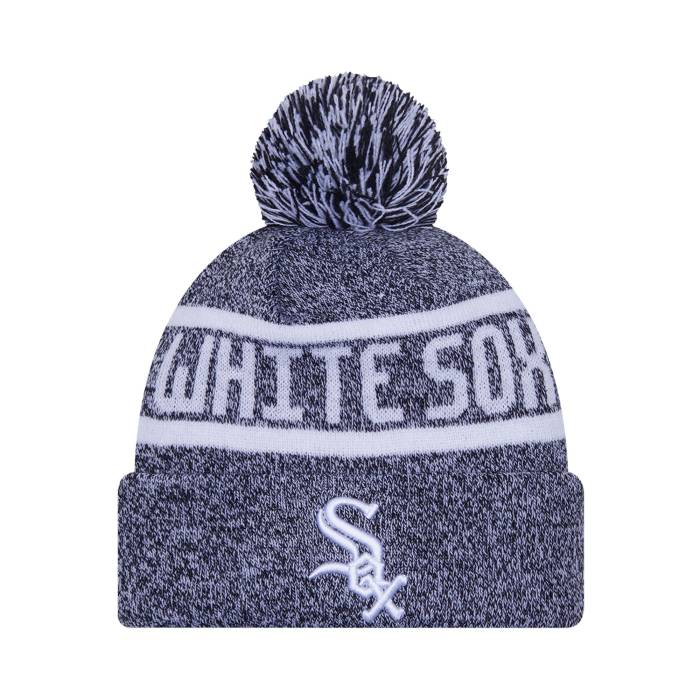 ニューエラ New Era 【 Chicago White Sox Pom Beanie Heather Black Unisex 】 シカゴ 白色 ホワイト キャップ 帽子 heather ヘザー 黒色 ブラック ユニセックス｜スニケス