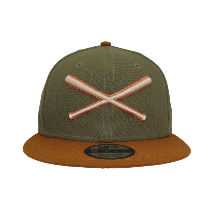 Justfitteds 【 Crossed Bats Logo New Era 9Fifty Olive Peanut Unisex 】 ロゴ olive オリーブ ユニセックス