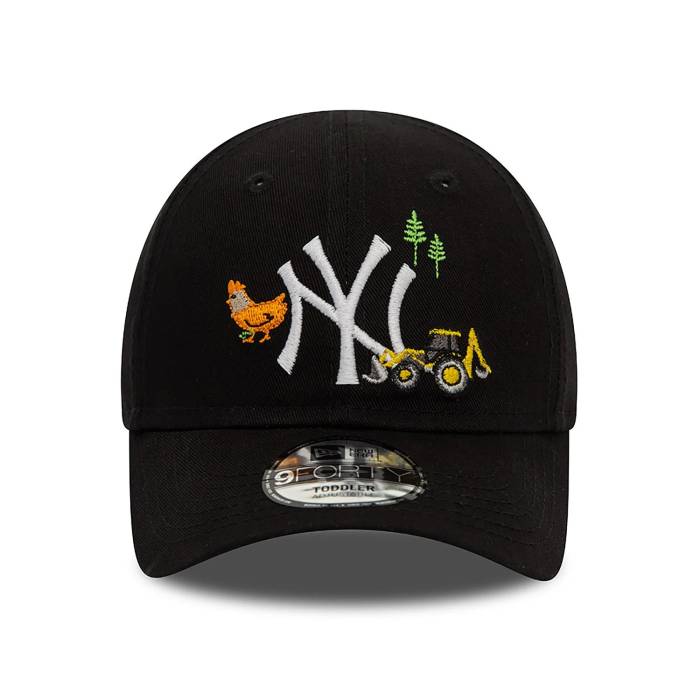 ニュー内鰓 New Era 【 Kids Ny Yankees 9Forty  Cap Black Unisex 】 ヤンキース 旗がしら かぶり笠 黒いこと 黒いこと ユニ一発やる