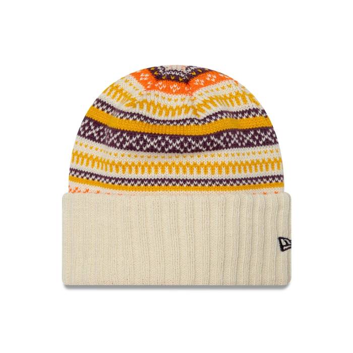 ニューエラ New Era 【 Womens  Fair Isle Cuff Knit Beanie Beige Unisex 】 レディース ニット キャップ 帽子 ベージュ ユニセックス