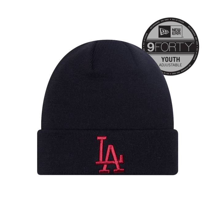 ニュー内鰓 New Era 【 Kids Los Angeles Dodgers  Beanie Black Unisex 】 ドジャース 旗がしら 鳥打ち帽 黒いこと 黒いこと ユニ一発やる