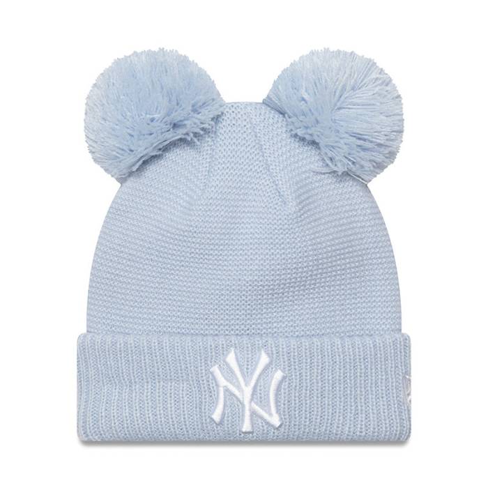 ニュー内鰓 New Era 【 Child New York Yankees  Double Pom Beanie Lite Blue Unisex 】 ヤンキース 旗がしら 鳥打ち帽 点火装置 青碧 青碧 ユニ一発やる