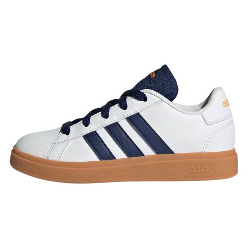 アディダス グランド コート ライフスタイル 白色 ホワイト 青色 ブルー \"CLOUD GUM\" ジュニア キッズ ADIDAS GRAND COURT LIFESTYLE GS WHITE DARK BLUE JI0969 / ベビー マタニティ スニーカー