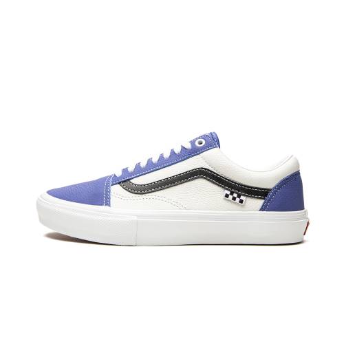 ヴァンズ バンズ 滑る なめし革 青味 青み 年寄りの学院 \"SPORT WHITE\"" スニーカー メンズ VANS SKATE OLD SKOOL LEATHER - BLUE / VN0A5FCB86M"