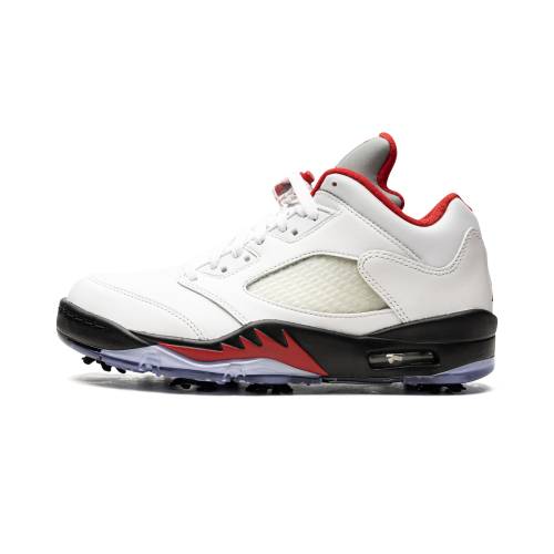ナイキ ジョーダン ゴルフ 赤 レッド 銀色 シルバー エアジョーダン "FIRE TONGUE" スニーカー メンズ JORDAN AIR 5 LOW GOLF RED - SILVER CU4523 100 /|スニケス