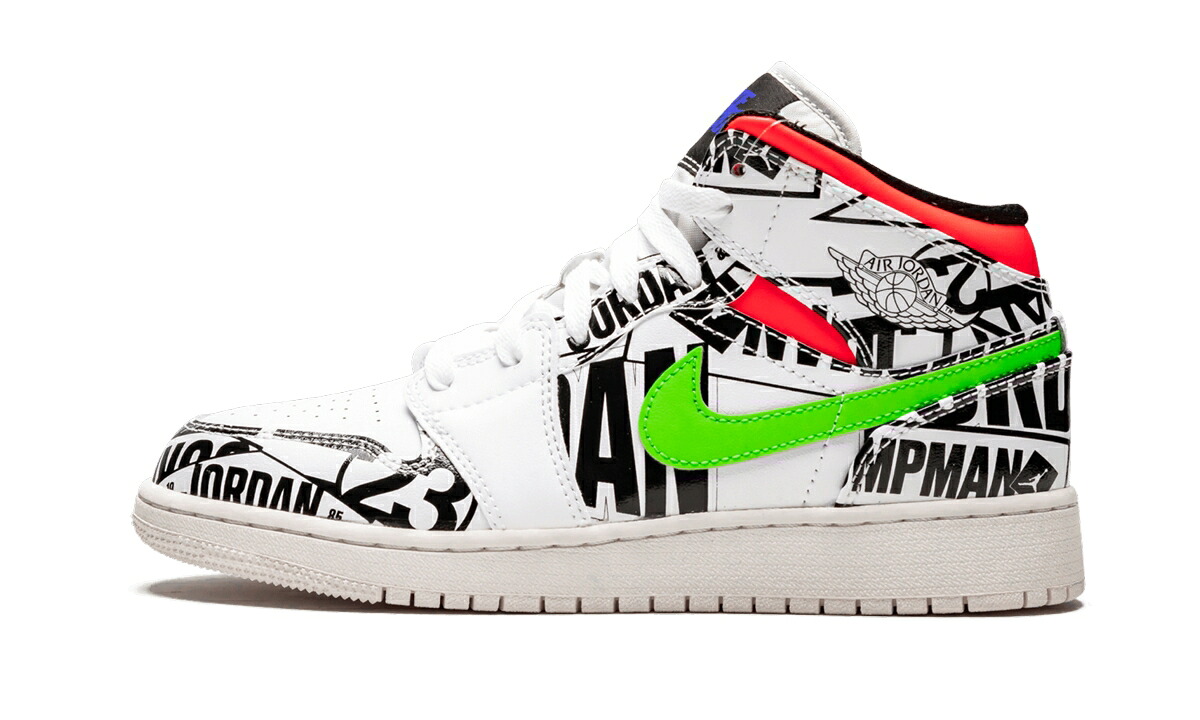 ナイキ ジョーダン ミッド エアジョーダン "ALL LOGOS" ジュニア キッズ JORDAN AIR 1 MID GS OVER 554725 143 / ベビー マタニティ スニーカー|スニケス
