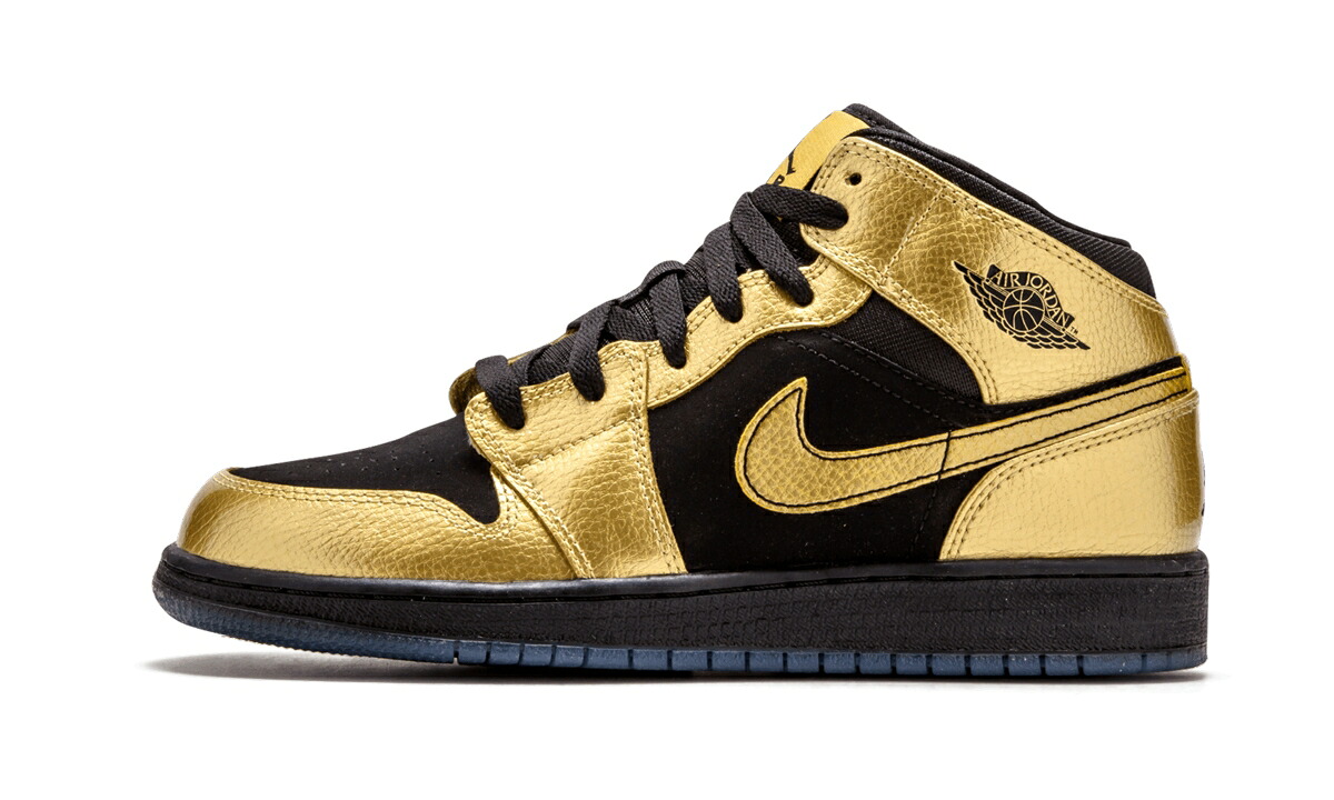 ナイキ ジョーダン ミッド ゴールド エアジョーダン "METALLIC COIN" ジュニア キッズ JORDAN AIR 1 MID GS GOLD 555112 905 / ベビー マタニティ スニーカー｜スニケス