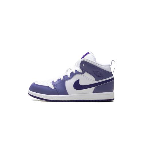 ナイキ ジョーダン ミッド 白色 ホワイト コート "DUSTY PURPLE" ジュニア キッズ JORDAN 1 MID PS AMETHYST WHITE COURT DQ8424 500 / ベビー マタニティ スニーカー|スニケス