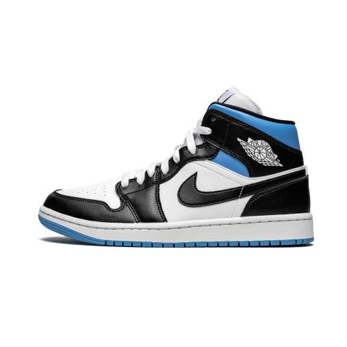ナイキ ジョーダン ミッド 白いこと 白いこと \"BLACK BLUE\"" スニーカー レディース JORDAN AIR 1 MID WMNS / WHITE UNIVERSITY BQ6472 102"