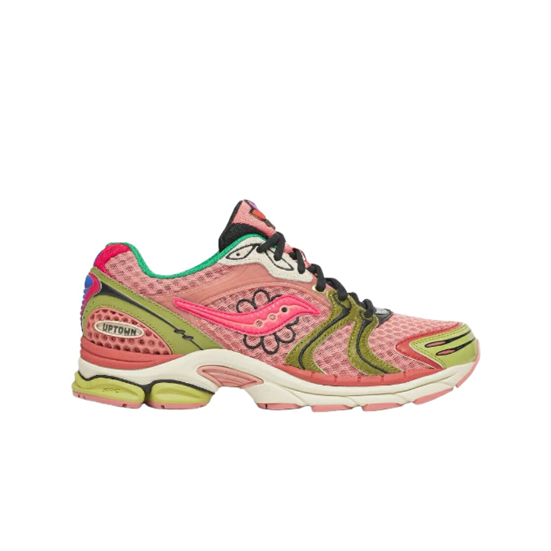 サッカニー バージニア サクラ色 黄味がかった 黄色 スニーカー メンズ SAUCONY X JAE TIPS PROGRID TRIUMPH 4 FLOWER GROW UPTOWN VIRGINIA CREEPER PINK YELLOW / PINK YELLOW MULTICOLOR