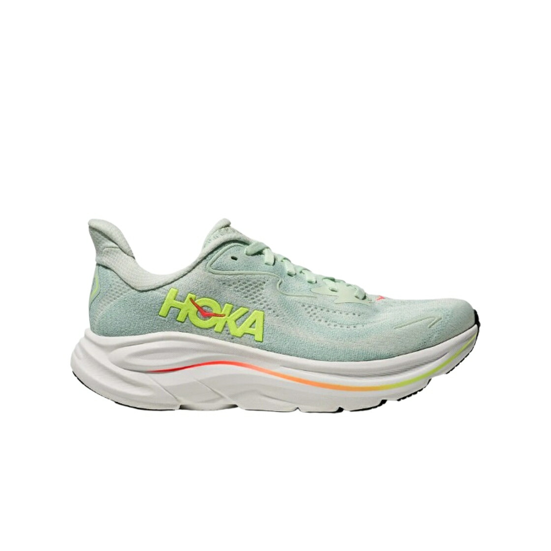 スニーカー レディース HOKA (W) CLIFTON 10 SEA GLASS NEON FLAME - REGULAR / SEA GLASS NEON FLAME