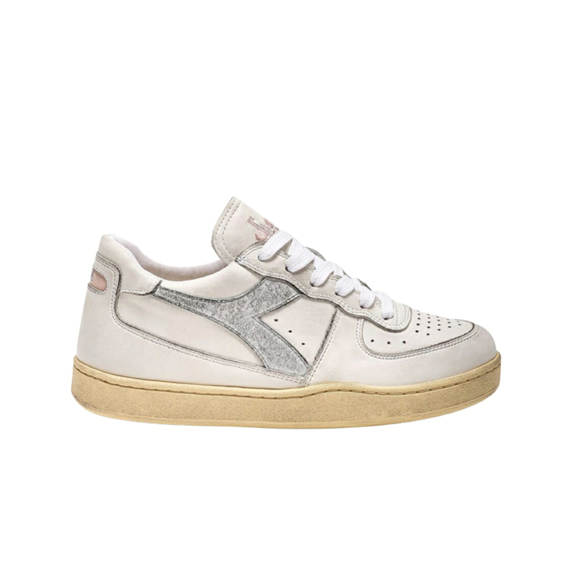 ディアドラ しろがね色 しろがね色 象牙色 ベージュ スニーカー メンズ DIADORA MI BASKET LOW SILVER IVORY BEIGE / IVORY BEIGE