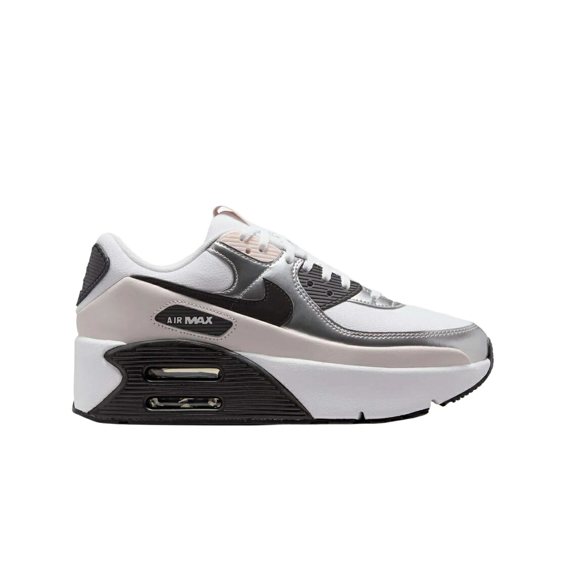 ナイキ マックス 白いこと 白いこと しろがね色 しろがね色 エア湖マックス スニーカー レディース NIKE (W) AIR MAX 90 LV8 WHITE PHANTOM / WHITE PHANTOM METALLIC SILVER