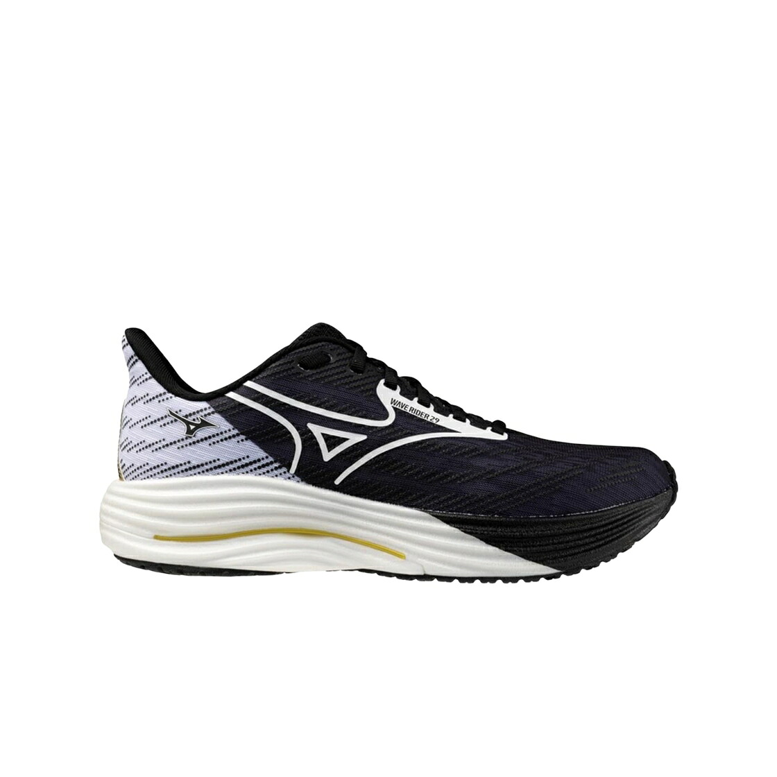 ミズノ 縮くれる ウェイブ 黒いこと 黒いこと 白いこと 白いこと ゴールド スニーカー メンズ MIZUNO WAVE RIDER 29 BLACK WHITE / BLACK WHITE GOLD