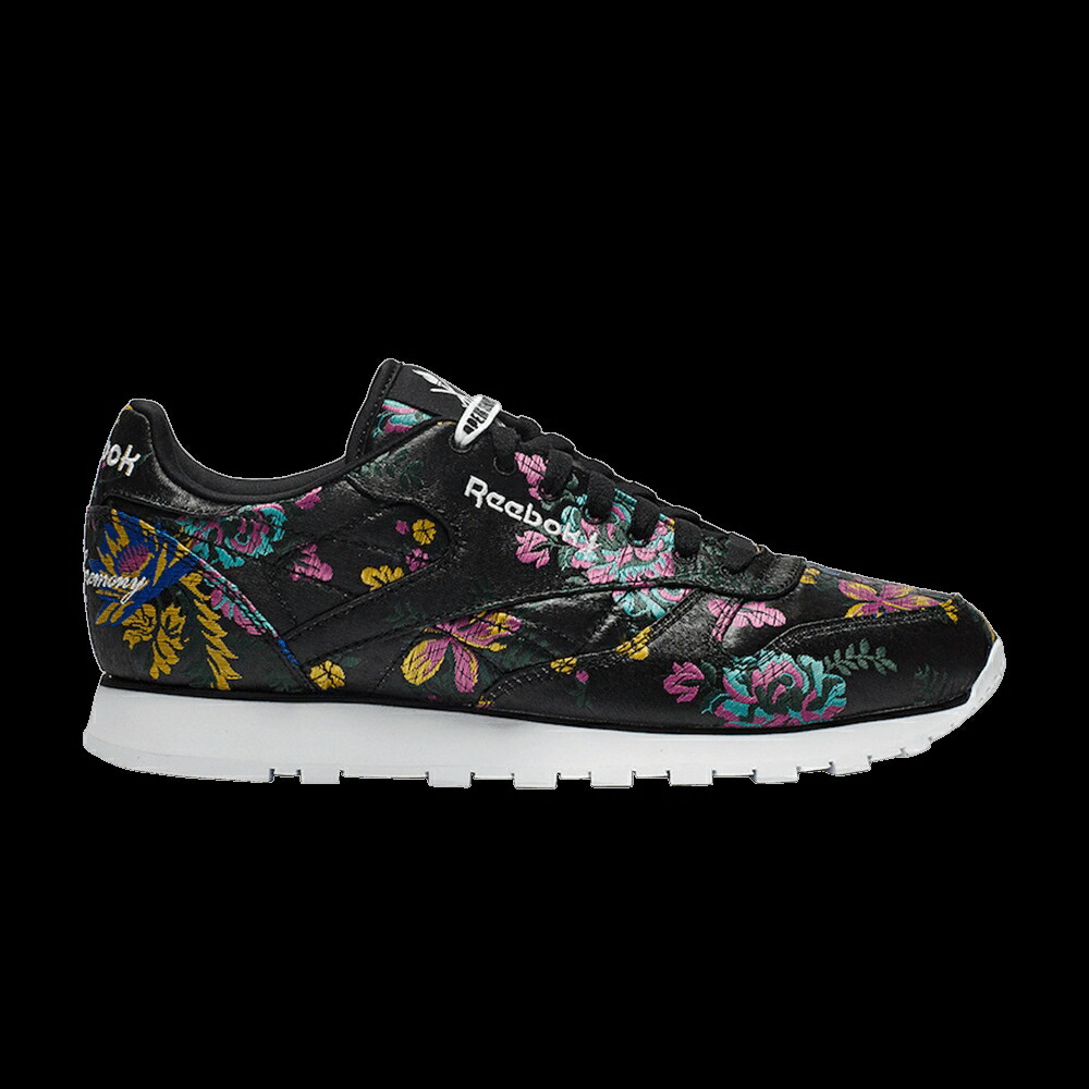リーボック 古典派音楽 なめし革 繻子 黒いこと 黒いこと スニーカー メンズ REEBOK CLASSIC LEATHER OPENING CEREMONY FLORAL SATIN BLACK OC-CLASSIC-LTHR-BLK /