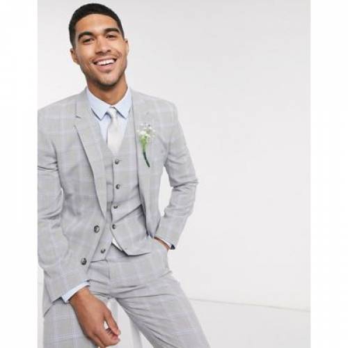 ついに再販開始 コート ジャケット コート メンズファッション スーツジャケット グレー 灰色 ブルー 青色 ジャケット スーツ スキニー ウェディング Check Windowpane Grey And Blue In Skinny Wedding Design Asos Cibaut Com Ar