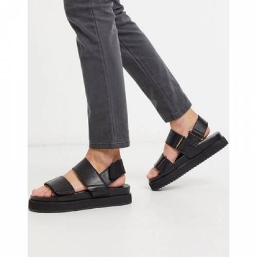 エイソス Asos Design サンダル 黒色 涅色 皮革 Asos Design Sandals In Black Leather メンズ サンダル ファッション商標名 非公式 ファッション スニーカー Klubwino Pl