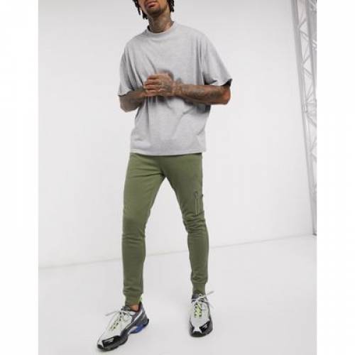 エイソス Asos Design スキニー ジョガーパンツ カーキ メンズ Asos Design Skinny Joggers With Ma1 Pocket In Khaki Kalamata Ice Org Br