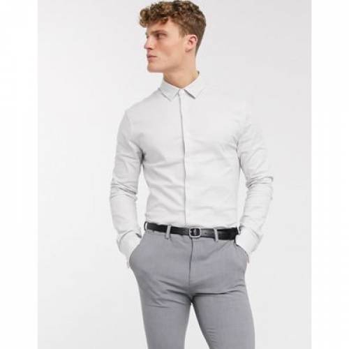 楽天 フォーマル スキニー オックスフォード 灰色 グレー オクスフォードシャツ メンズファッション トップス Asos Design Formal Skinny Fit In Grey With Double Cuff 柔らかい Www Natskies Com