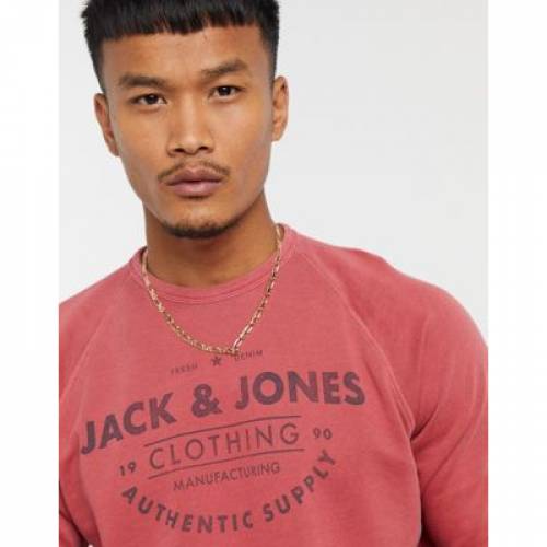 最新人気 ジャックアンドジョーンズ Jack Jones ロゴ スウェットシャツ トレーナー 赤 レッド メンズファッション トップス スウェット メンズ Jack And Jones Logo Sweatshirt In Washed Red Rio Red 驚きの安さ トップス スウェット トレーナー