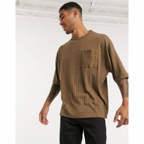 グランドセール 茶色 Tシャツ ブラウン Brown In Tshirt Rib Heavyweight Oversized Design Asos カットソー トップス メンズファッション Aoos2 Bhavaspa Com