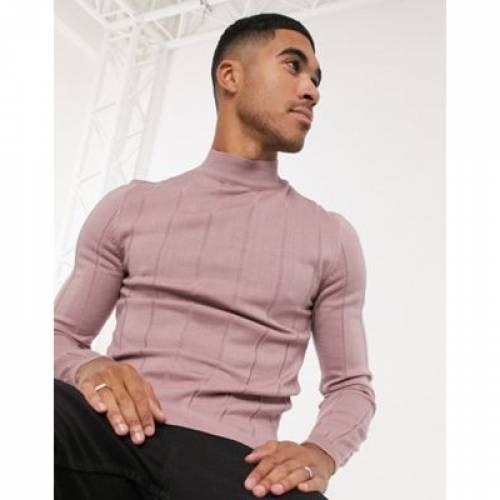 独創的 エイソス Asos Design ピンク メンズファッション トップス メンズ Knitted Muscle Fit Rib Turtle Neck Jumper In Pink Pink 工場直送 Hillcrestcare Org
