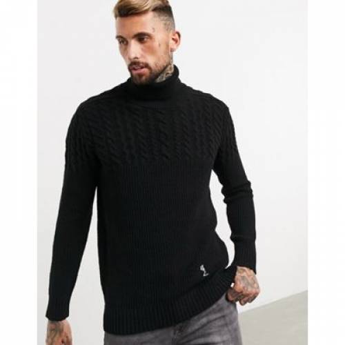 レリジョン Religion 編み物 涅色 涅色 Religion Cable Knit Roll Neck Jumper In Black メンズファッション トップス ファッション商品名 軽い ファッション Damienrice Com