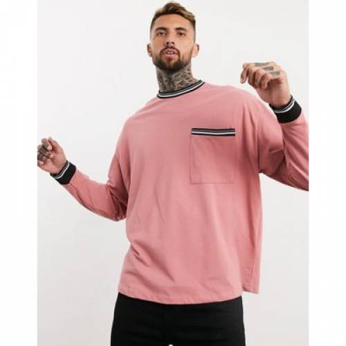 エイソス Asos Design スリーブ Tシャツ ピンク ローズ 長袖 メンズ Sleeve Pink Rose Asos Design Oversized Pique Tshirt With Tipping And Pocket In Old Ice Org Br