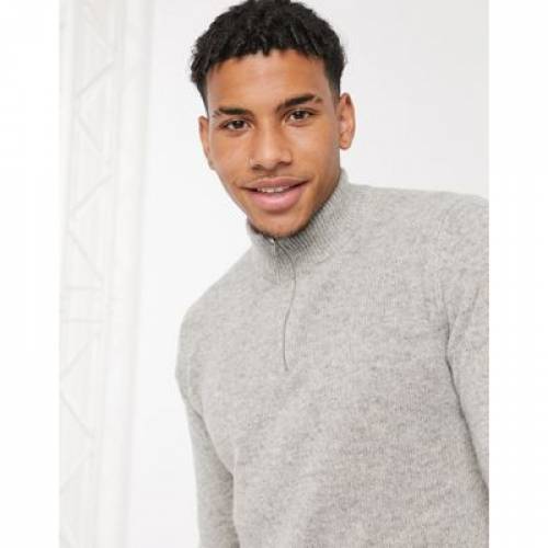 エイソス Asos Design 半数 薄墨色 薄墨 ハーフジップ Asos Design Lambswool Jumper In Light Grey メンズモード トップス ファッションブランド 心安い ファッション Damienrice Com