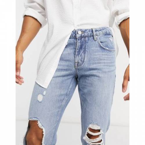 エイソス Asos Design スリム ジーンズ ビンテージ ヴィンテージ ミッド デニムジーンズ Slim Vintage Asos Design In Light Wash With Knee Rips Mid メンズファッション ズボン パンツ ファッションブランド名 非公式 ファッション パンツ Damienrice Com