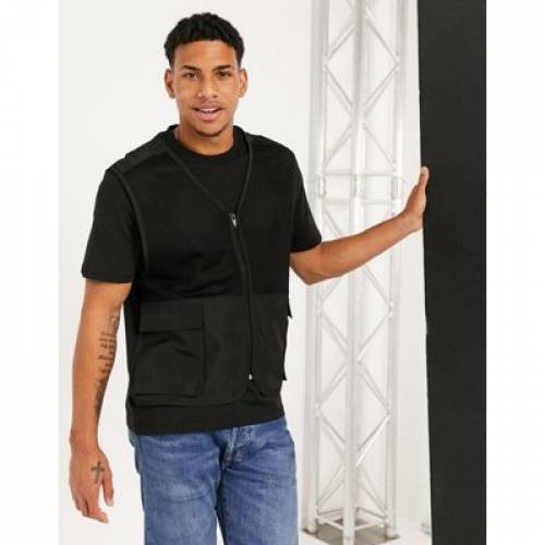 Web限定カラー Tシャツ カットソー カットソー トップス メンズファッション ブラック 黒色 ジレ Tシャツ Asos Black In Layer Gilet With Tshirt Relaxed Design Www Granfondolafortuna Com