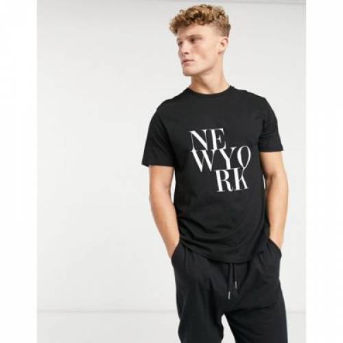 かわいい新作 Tシャツ カットソー With Tshirt Topman カットソー トップス メンズファッション ニューヨーク ブラック 黒色 Tシャツ Print Black In Fah Co Bw