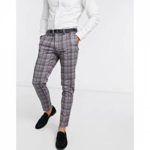 流行 ズボン パンツ メンズファッション バーガンディー ワイン色 グレー 灰色 ズボン Burgundy Grey In Trousers Check Intelligence Jones Jack パンツ Www Dgb Gov Bf