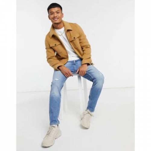 1年保証 メンズファッション キャメル コート In Shacket Harrington Mix Wool Design Asos Camel ジャケット Aoos2 Alexandremagno Net