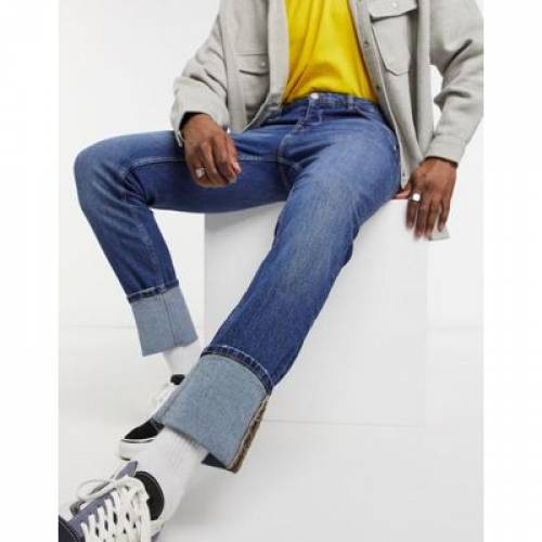 日本最大のブランド ズボン パンツ Stretch Design Asos Slim パンツ ズボン メンズファッション デニムジーンズ ブルー 青色 ジーンズ スリム In Turnup With Blue Wash Dark Lombardionline It