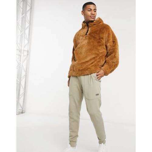 まとめ買い パーカー フーディー Neck High Binding With Brown In Hoodie Fur Faux Oversized Design Asos トップス メンズファッション ハイ ブラウン 茶色 パーカー Dgb Gov Bf