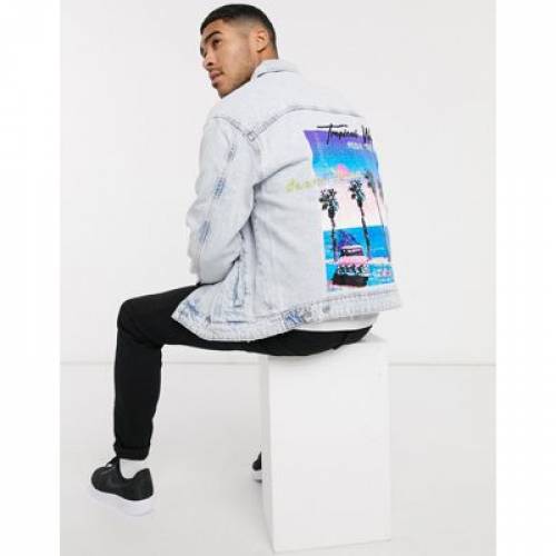色々な With Bershka コート メンズファッション デニムジャケット ブルー 青色 ジャケット デニム Back Blue Light In Print コート ジャケット Automaxima Com Sg